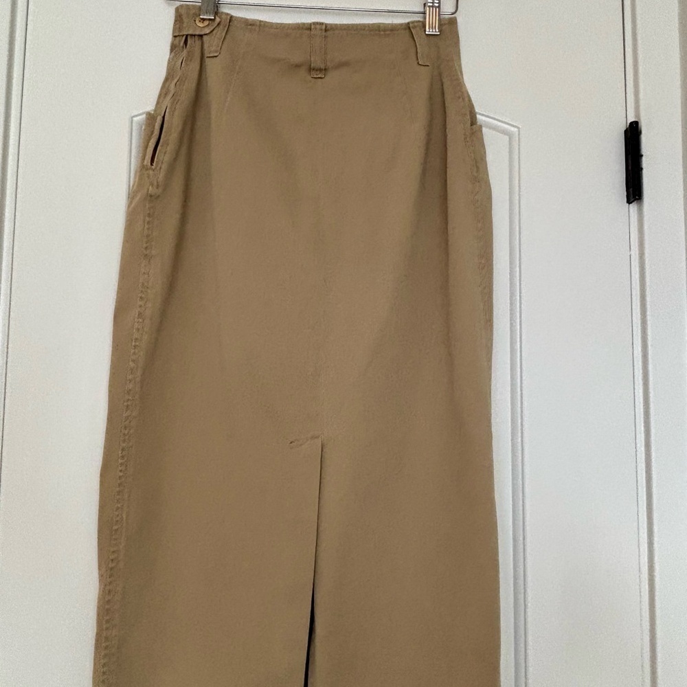 Vintage Ralph Lauren Country Khaki Cotton Twill Midi Straight Pencil Skirt S - Picture 3 of 12